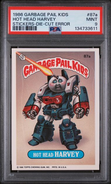 1986 Garbage Pail Kids GARBAGE PAIL KIDS STICKERS DIE-CUT ERROR #87A Hot Head Harvey front