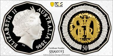 2006 50C 80th Birthday Ag Partial Gilt PR70DCAM