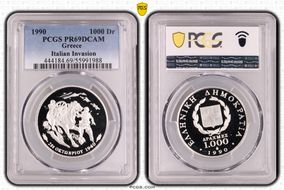 1990 1000 Dr Italian Invasion KM-155  Ag PR69DCAM