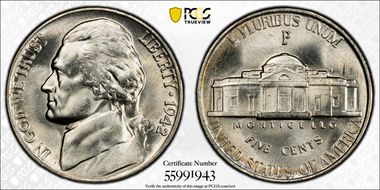1942-P/P 5C Silver, RPM, FS-501 MS66