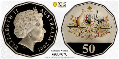 2001 50C Centenary of Federation Colorized PR70DCAM