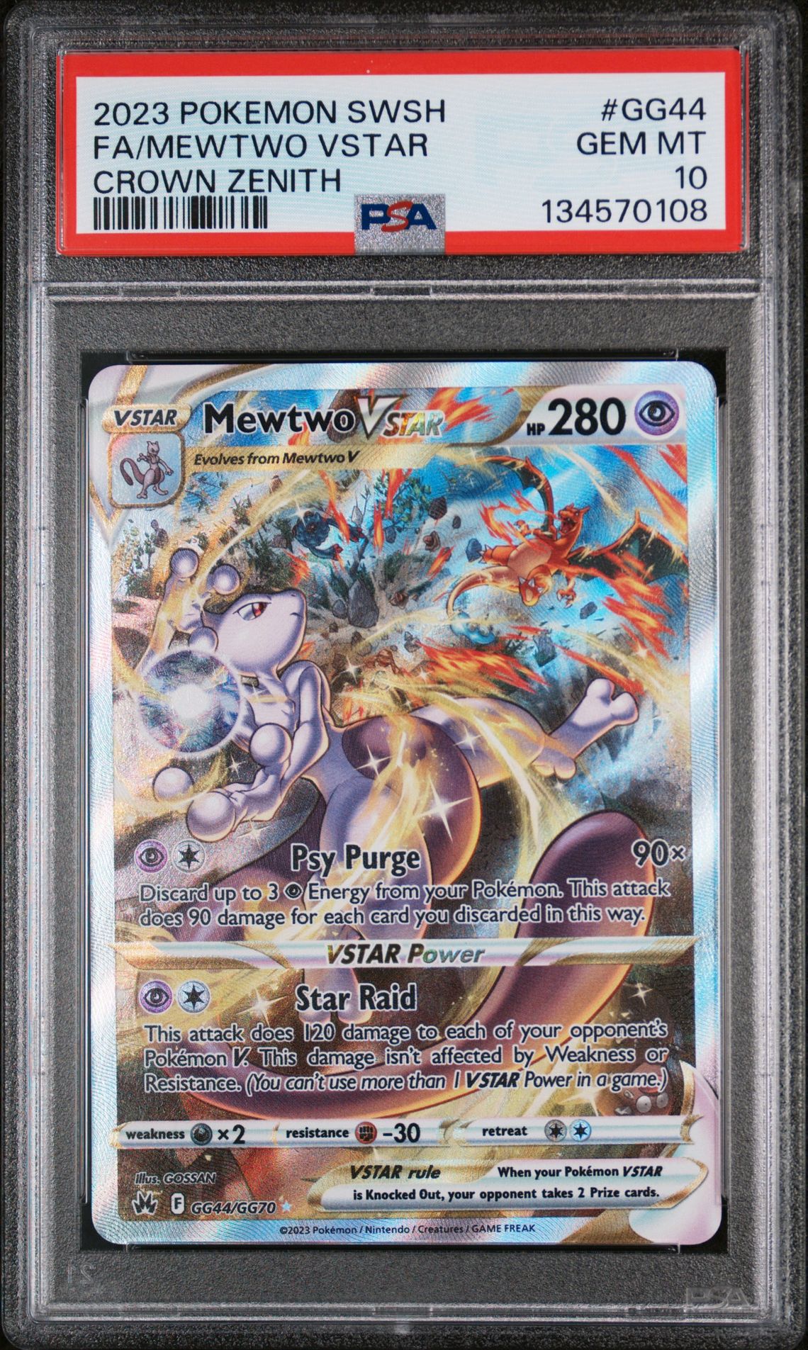 2023 Pokemon Sword And Shield Crown Zenith Fa/Mewtwo Vstar #Gg44 (Crown Zenith) Gem Mt 10 front