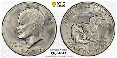 1972 $1 Type 3 AU58