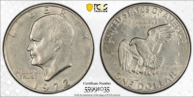 1972 $1 Type 3 AU58