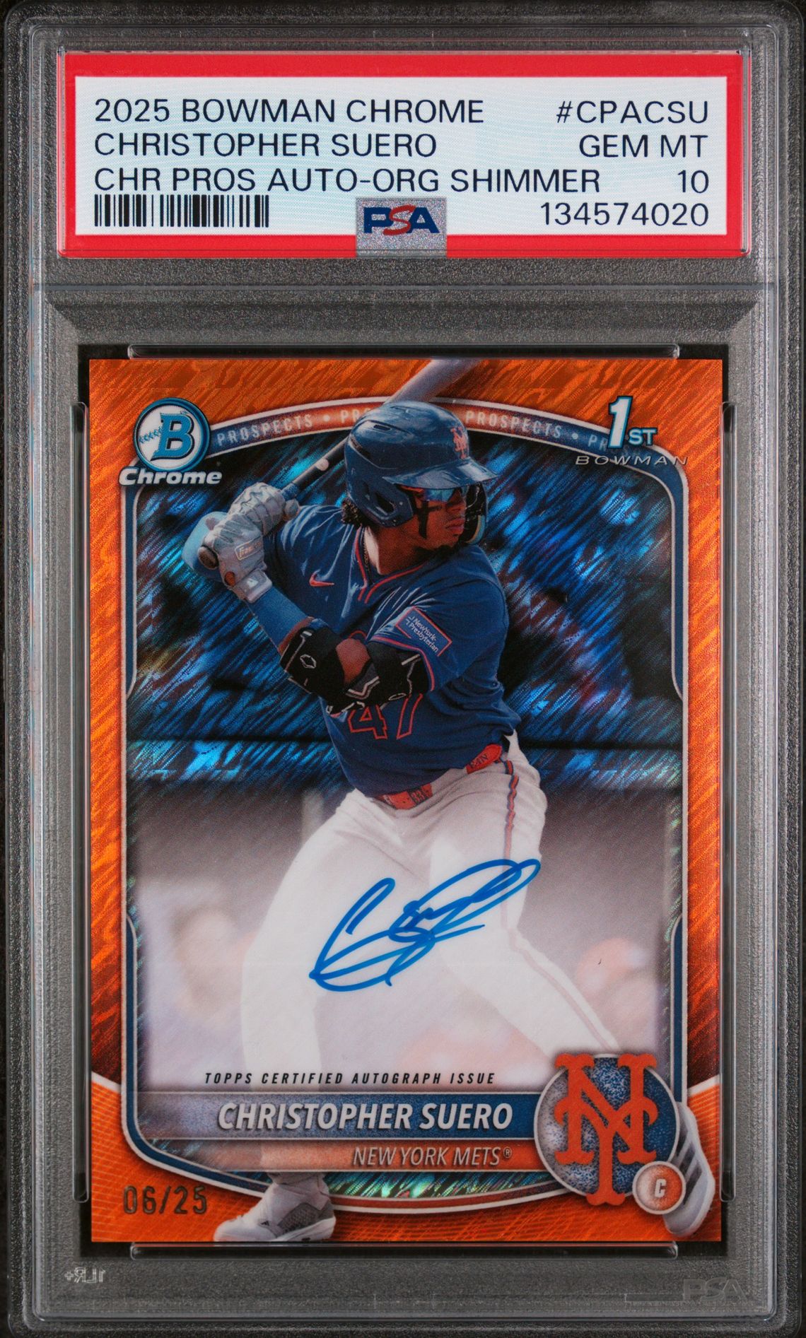 2025 Bowman BOWMAN CHROME PROSPECT AUTOGRAPHS Orange #CPACSU Christopher Suero front