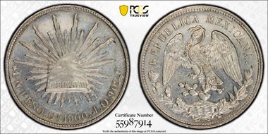 1900-Cn JQ Peso KM-409 AU58