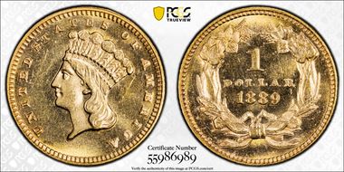 1889 G$1 MS64+ PL