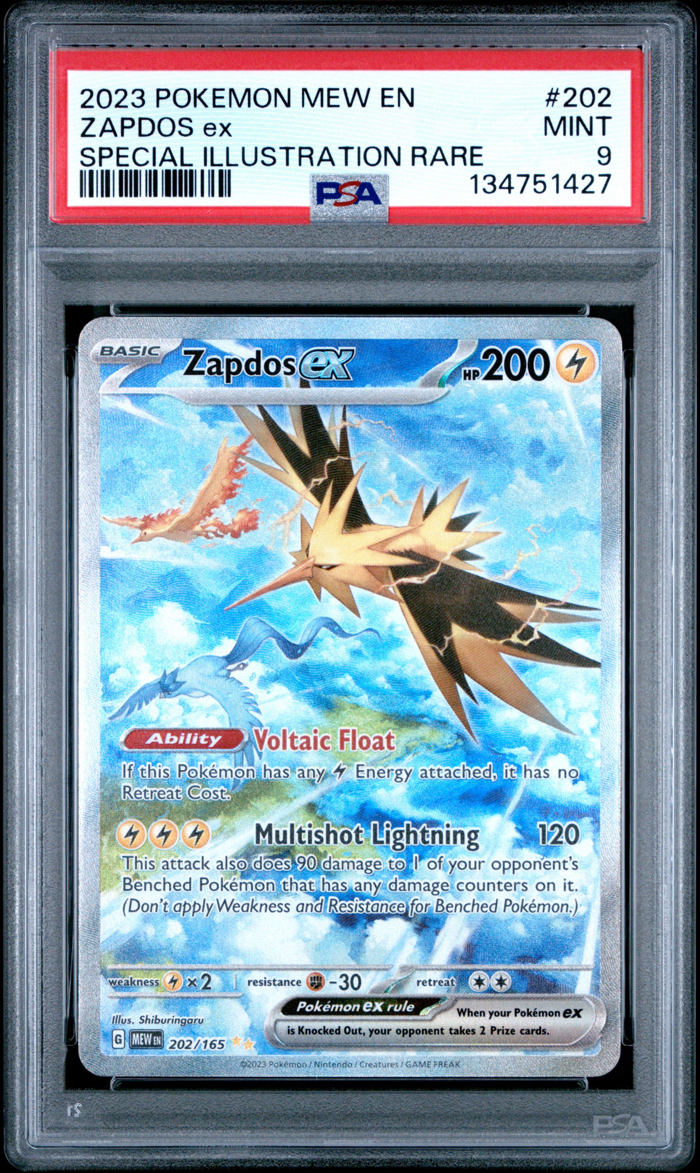 2023 #202 Zapdos EX PSA 9 Mew EN-151