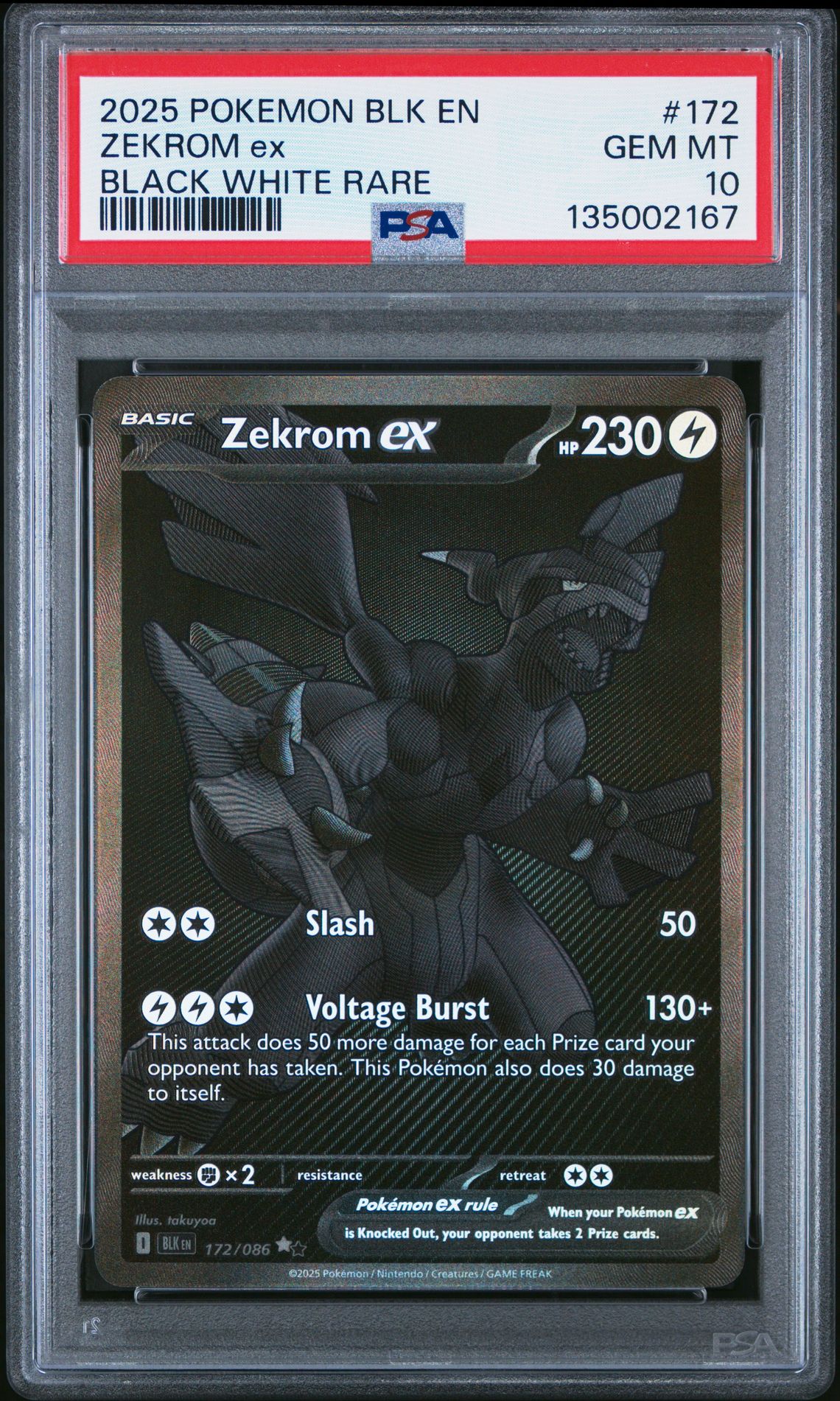 2025 Pokemon POKEMON BLK EN-BLACK BOLT BLACK WHITE RARE #172 Zekrom Ex front