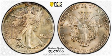 1986 $1 Silver Eagle MS68