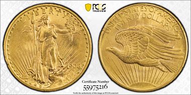 1908 $20 No Motto MS61