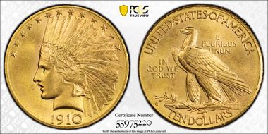 1910-D $10 MS64