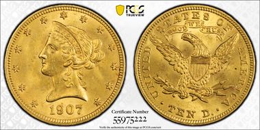 1907 $10 Liberty MS63
