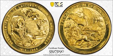 1964-Mo Medal Grove-852 Au Apatzingán Constitution MS66
