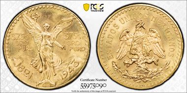 1943 (50 P) KM-482  Au MS65
