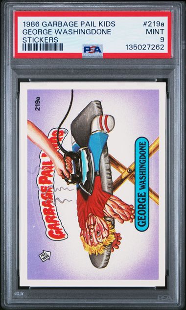 1986 Topps GARBAGE PAIL KIDS STICKERS #219A George Washingdone front