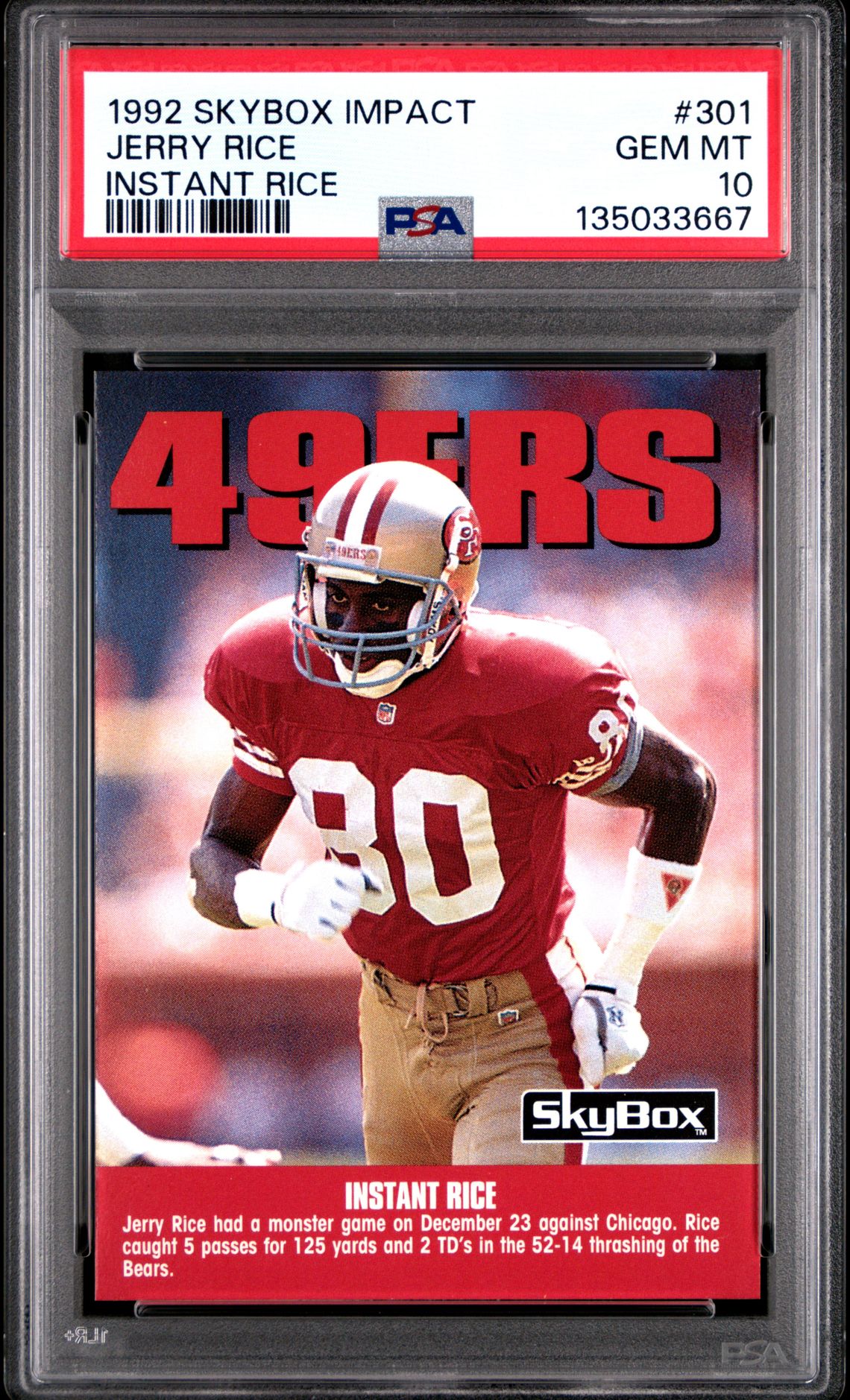 1992 SkyBox SKYBOX IMPACT INSTANT RICE #301 Jerry Rice front