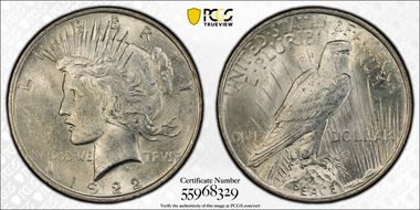 1922 $1 VAM 5C, TDR Eroded Face MS63