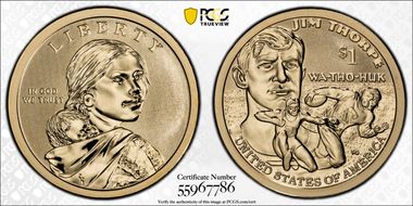 2018-S $1 Native American, Reverse Proof 50th Anniversary Set First Strike PR70