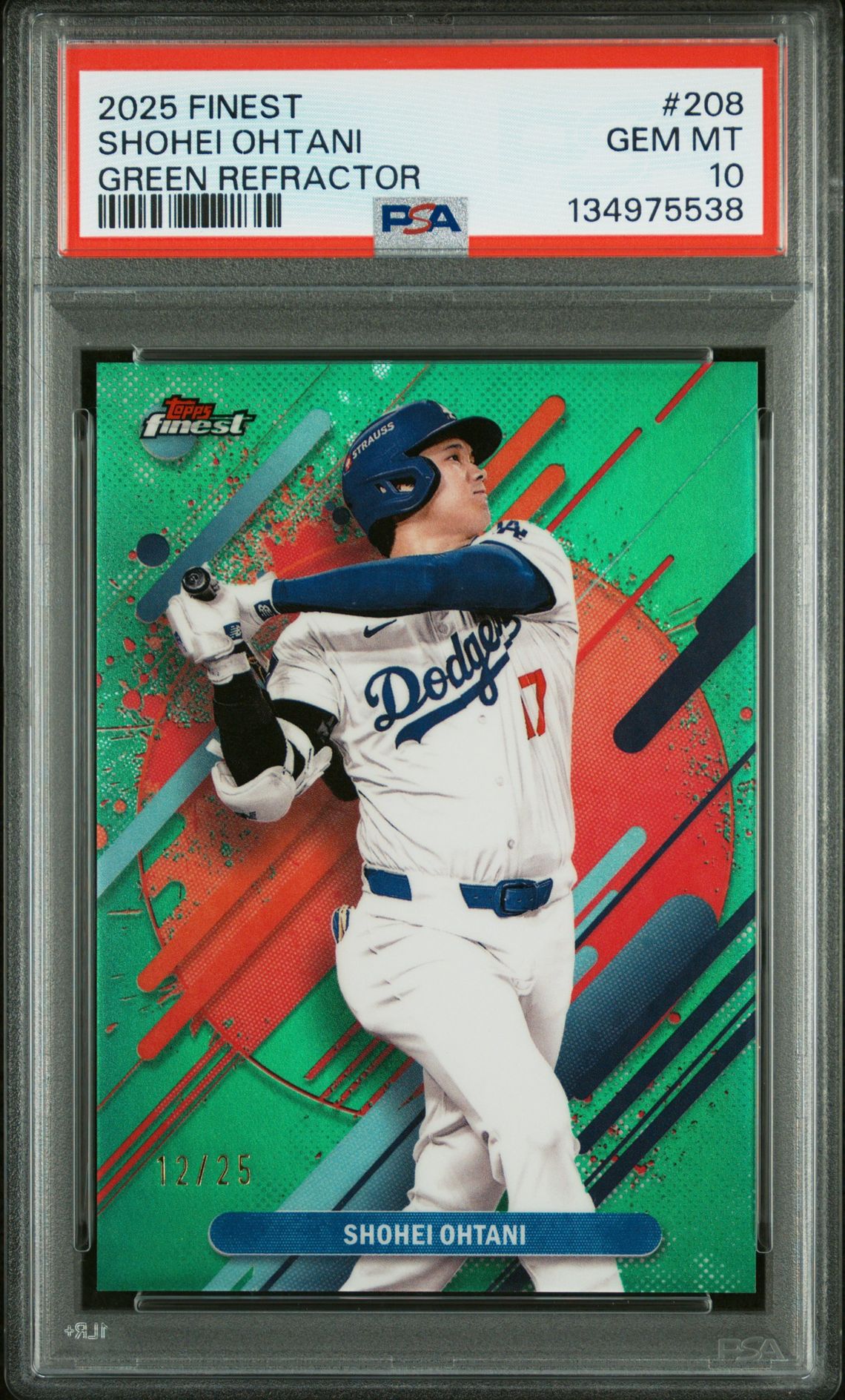 2025 Topps TOPPS FINEST Green Refractor #208 Shohei Ohtani front