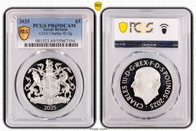 2025 £5 COA Charles III Ag PR69DCAM