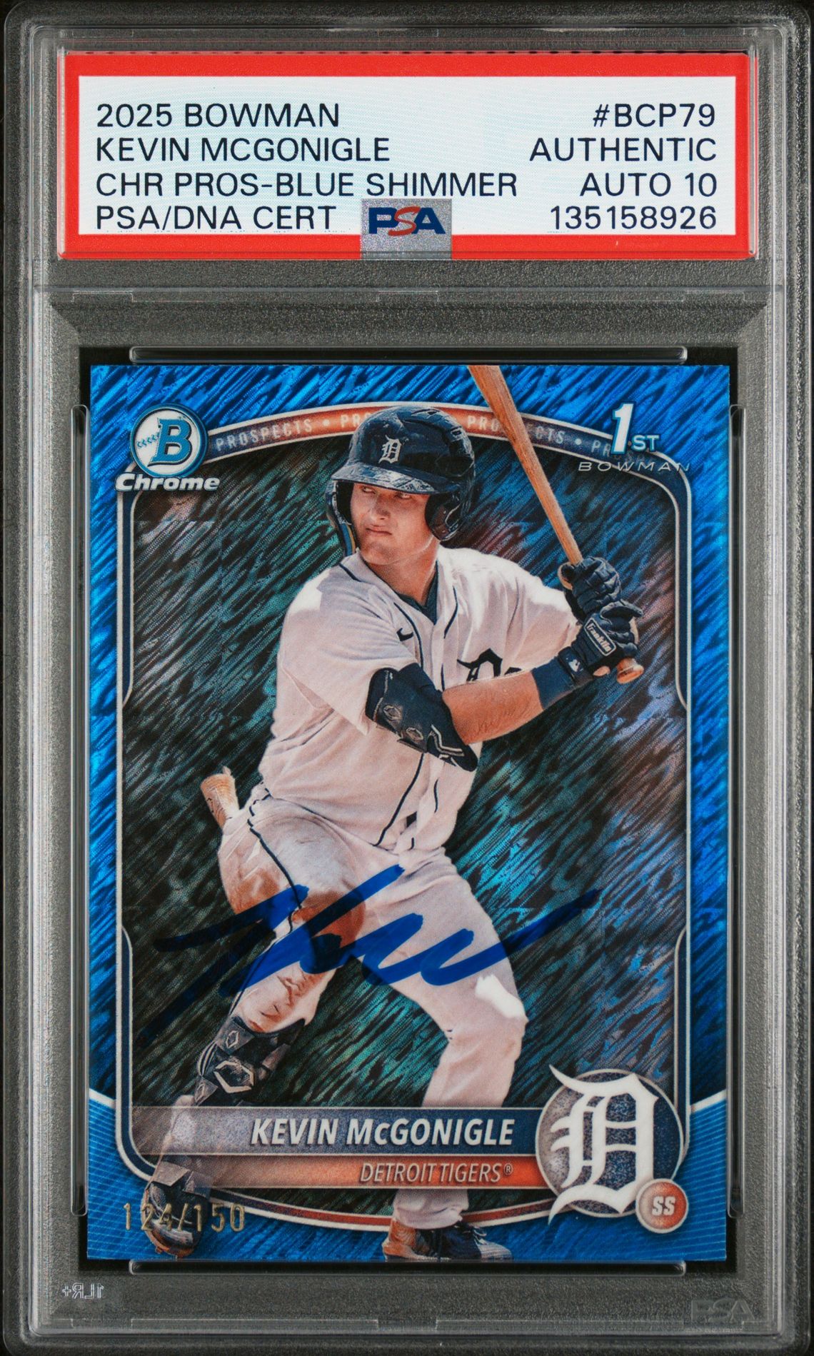 2025 Bowman BOWMAN CHROME PROSPECTS Blue Shimmer #BCP79 Kevin Mcgonigle front