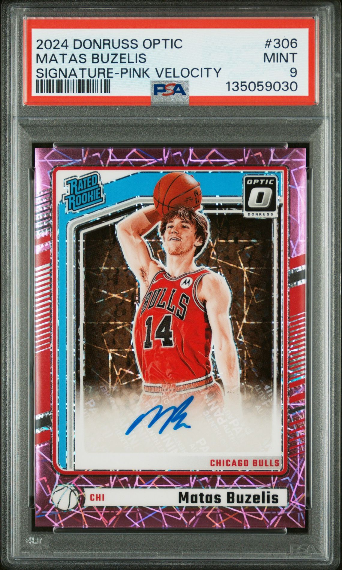 2024 Panini PANINI DONRUSS OPTIC SIGNATURE-PINK VELOCITY #306 Matas Buzelis front