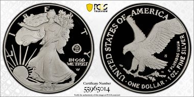 2025-S $1 Silver Eagle w/ U.S. Navy Privy 250th Anniversary First Strike PR70DCAM