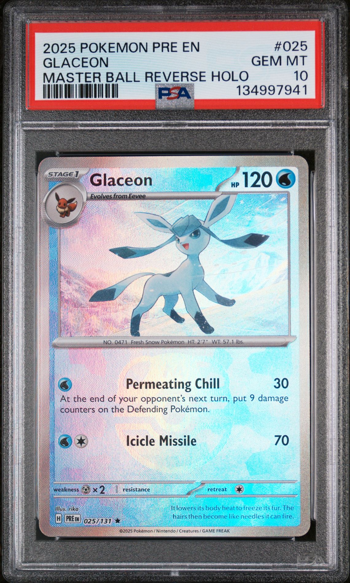 2025 Pokemon POKEMON PRE EN-PRISMATIC EVOLUTIONS Master Ball Reverse Holo Glaceon front