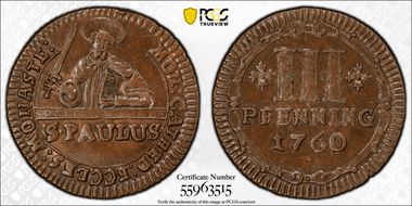 1760 3 Pfg MS63BN