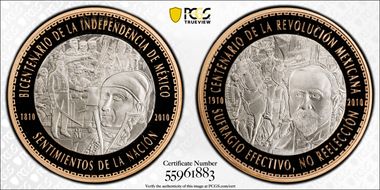 2010-Mo Medal Mexican Indep. Bi-Metallic Mexican Revolution SP69