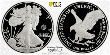 2025-S $1 Silver Eagle w/ U.S. Navy Privy 250th Anniversary First Strike PR70DCAM