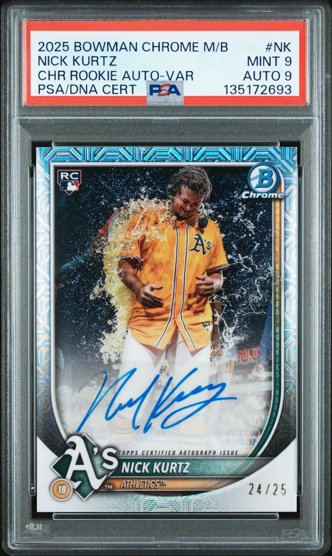 2025 Bowman BOWMAN CHROME MEGA BOX CHROME ROOKIE AUTOGRAPHS CHR ROOKIE AUTO-VAR #NK Nick Kurtz front