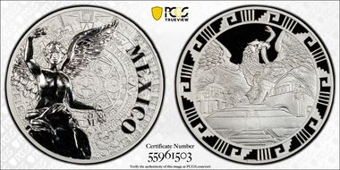 (2016)-Mo Medal "Mexican Elements" Ag 1oz Later Type PR69DCAM