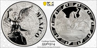 (2016)-Mo Medal "Mexican Elements" Ag 1oz Later Type PR70DCAM