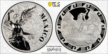 (2016)-Mo Medal "Mexican Elements" Ag 1oz Later Type PR70DCAM