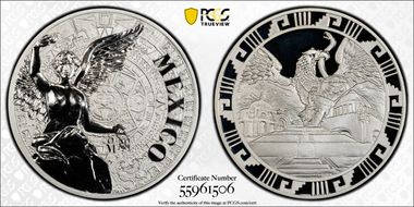 (2016)-Mo Medal "Mexican Elements" Ag 1oz Later Type PR70DCAM