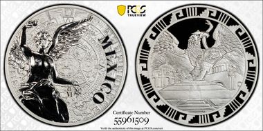(2016)-Mo Medal "Mexican Elements" Ag 1oz Later Type PR70DCAM