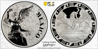 (2016)-Mo Medal "Mexican Elements" Ag 1oz Later Type PR70DCAM