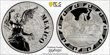 (2016)-Mo Medal "Mexican Elements" Ag 1oz Later Type PR70DCAM