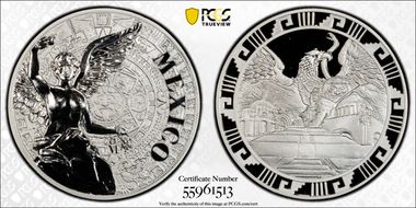 (2016)-Mo Medal "Mexican Elements" Ag 1oz Later Type PR69DCAM