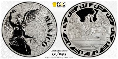(2016)-Mo Medal "Mexican Elements" Ag 1oz Later Type PR68DCAM