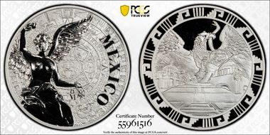 (2016)-Mo Medal "Mexican Elements" Ag 1oz Later Type PR70DCAM