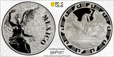(2016)-Mo Medal "Mexican Elements" Ag 1oz Later Type PR70DCAM