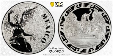 (2016)-Mo Medal "Mexican Elements" Ag 1oz Later Type PR70DCAM