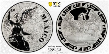 (2016)-Mo Medal "Mexican Elements" Ag 1oz Later Type PR70DCAM
