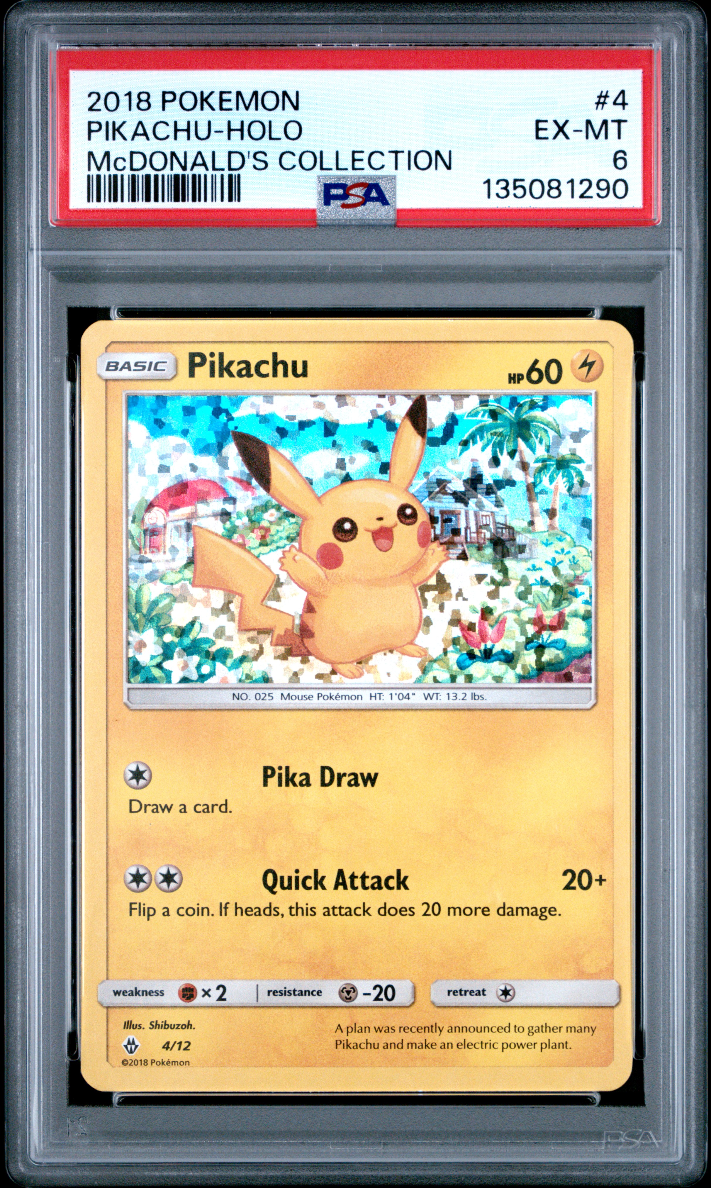 2018 #4 Pikachu-Holo PSA 6 McDonald's Collection Pokemon