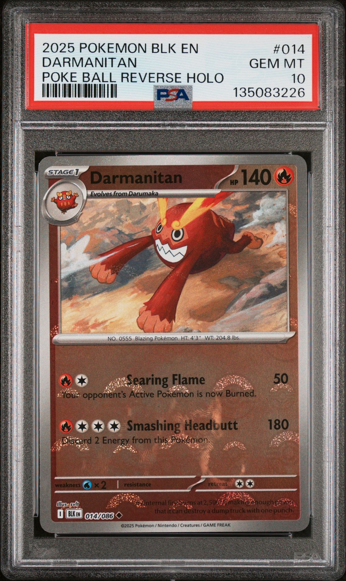 2025 Pokemon POKEMON BLK EN-BLACK BOLT Reverse Holo #014 Darmanitan front