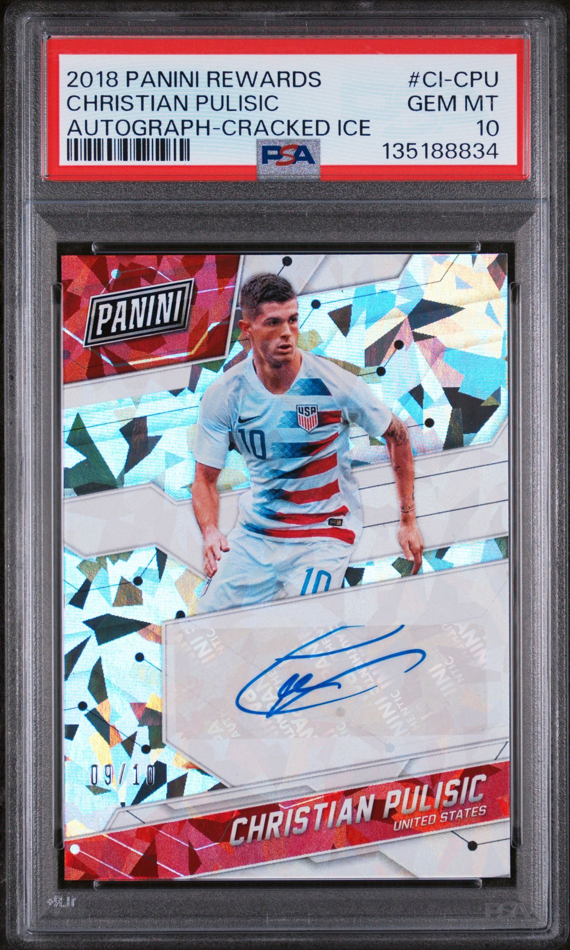 2018 Panini PANINI REWARDS AUTOGRAPH-CRACKED ICE #CI-CPU Christian Pulisic front