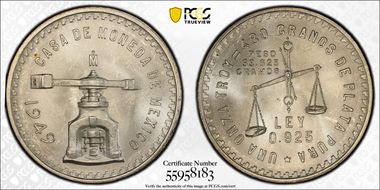 1949-Mo Onza KM-M49a  Ag MS65